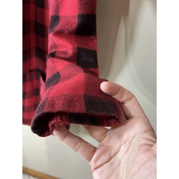 Eddie Bauer Womens Small Red Buffalo Check Camp Fleece Sherpa Cardigan Medium - Picture 5 of 13